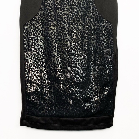 Maria Bonita Black Formal Sparkly Sequin Bodycon Cheetah Mini/Midi Dress size XL - Picture 3 of 8
